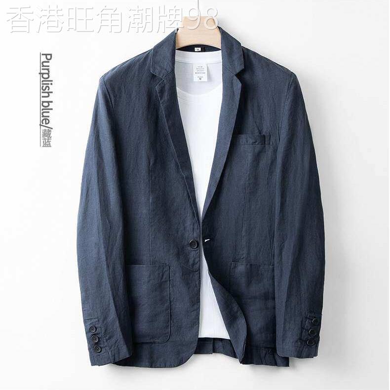 春夏超薄款纯亚麻西装男大尺码宽松休闲防晒小西服轻薄单西2025外