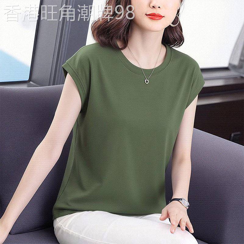 显瘦无袖T恤女2026夏季新款宽松显瘦百搭洋派纯色短袖高级感上衣