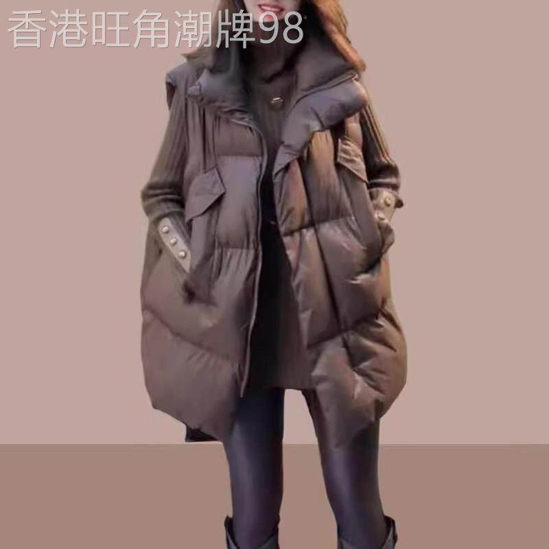 时尚大口袋立领马甲女士秋冬2025高端欧货设计感保暖羽绒棉服外套