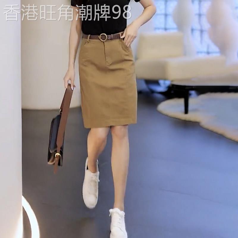 卡其色半身裙女夏季薄款2026年新款百搭高腰显瘦休闲a字牛仔短裙