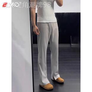 微喇休闲西裤男士2026新款夏季薄款男裤设计感开叉垂感长裤子男款