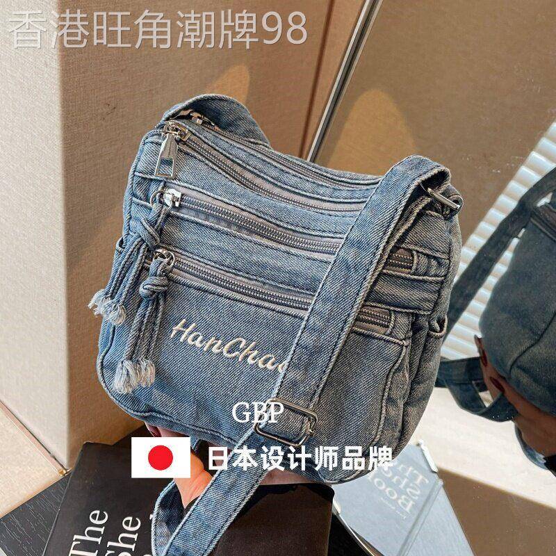 日本ファッションバッグ牛仔布小包包女潮大容量单肩包百搭斜挎包