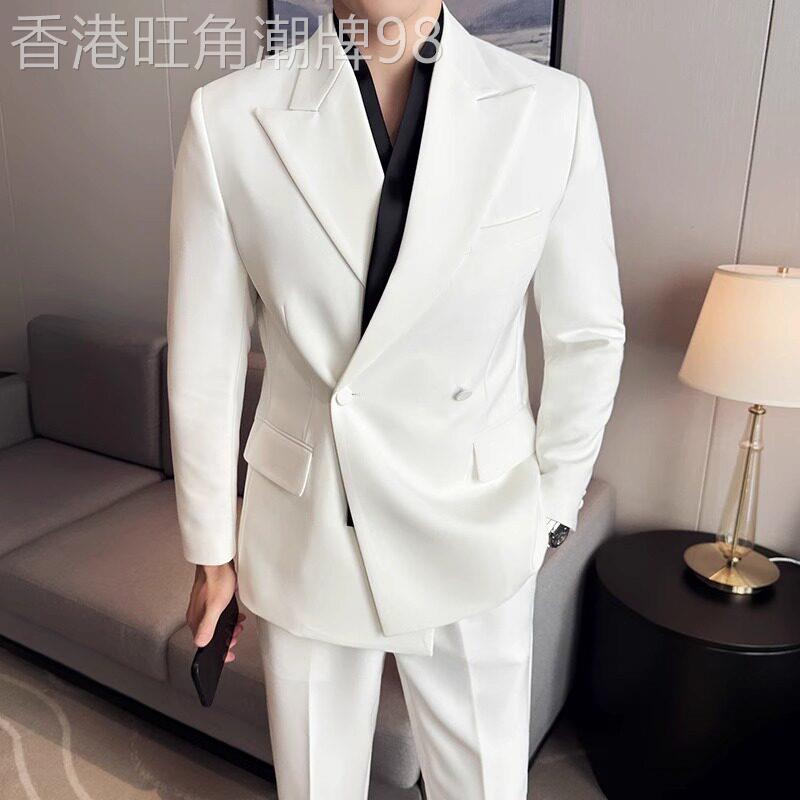UASK白色西服套装男高端正装休闲结婚新郎伴郎礼服男士西装两件套
