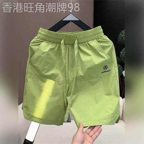 轻奢男士速干宽松短裤夏季薄款刺绣外穿打孔运动短裤五分直筒裤子