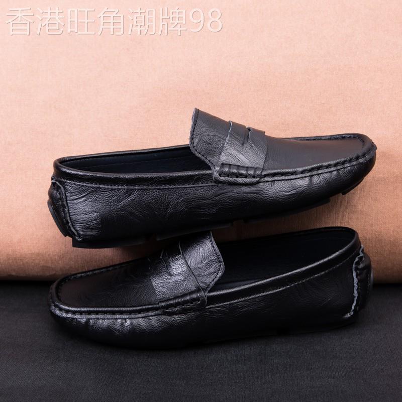 潮牌新款豆豆鞋子男士时尚英伦风皮鞋一脚蹬百搭透气平底休闲男鞋