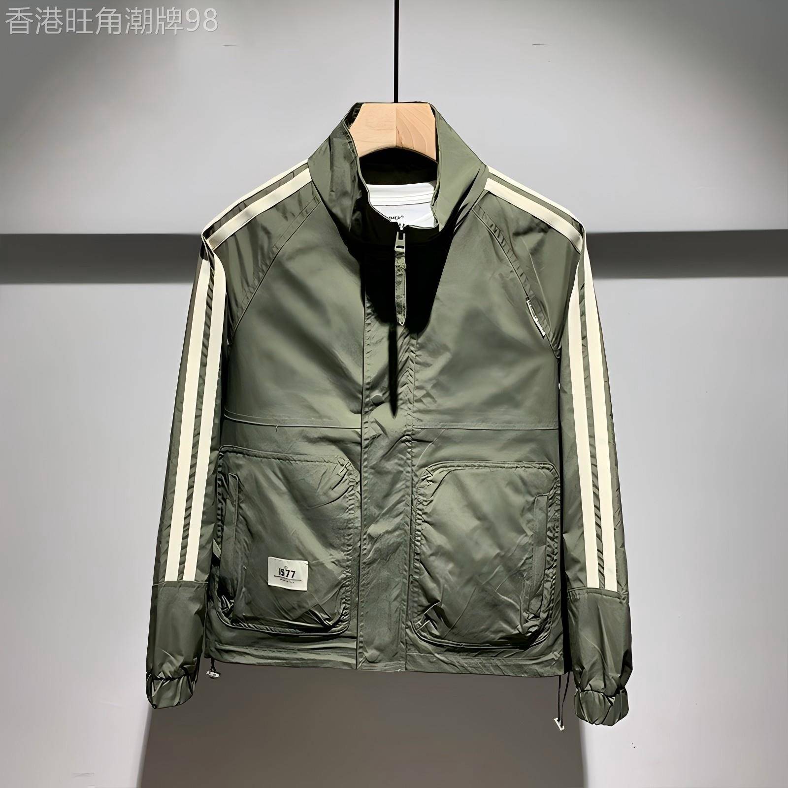 MK立领夹克男春秋季新款拼接撞色潮流高端休闲工装条纹男士外套潮