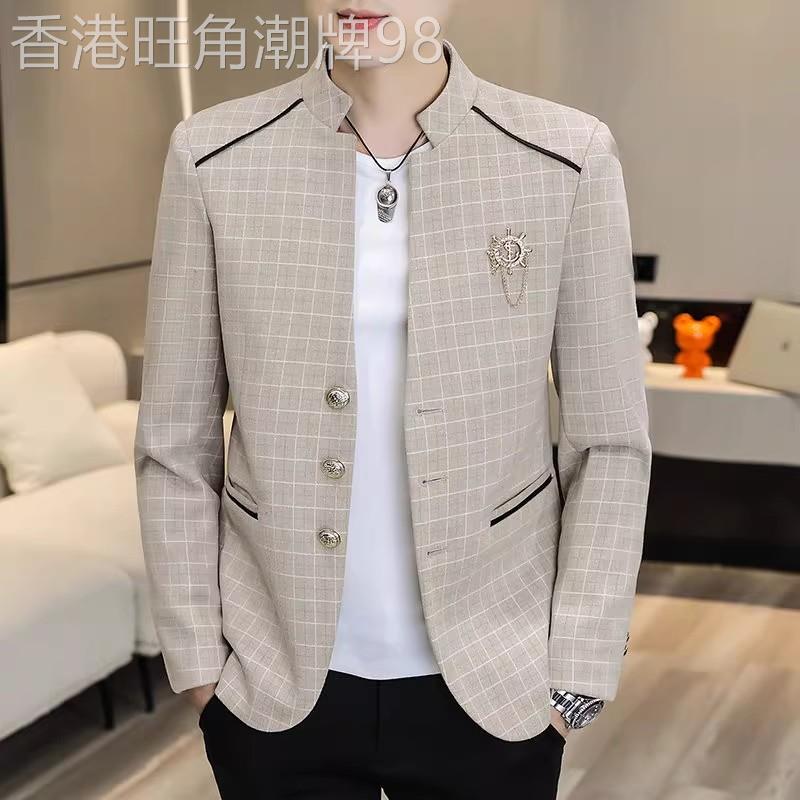 ZaSaFran~轻奢休闲韩版修身立领西服男高级感时尚潮流小西装外套