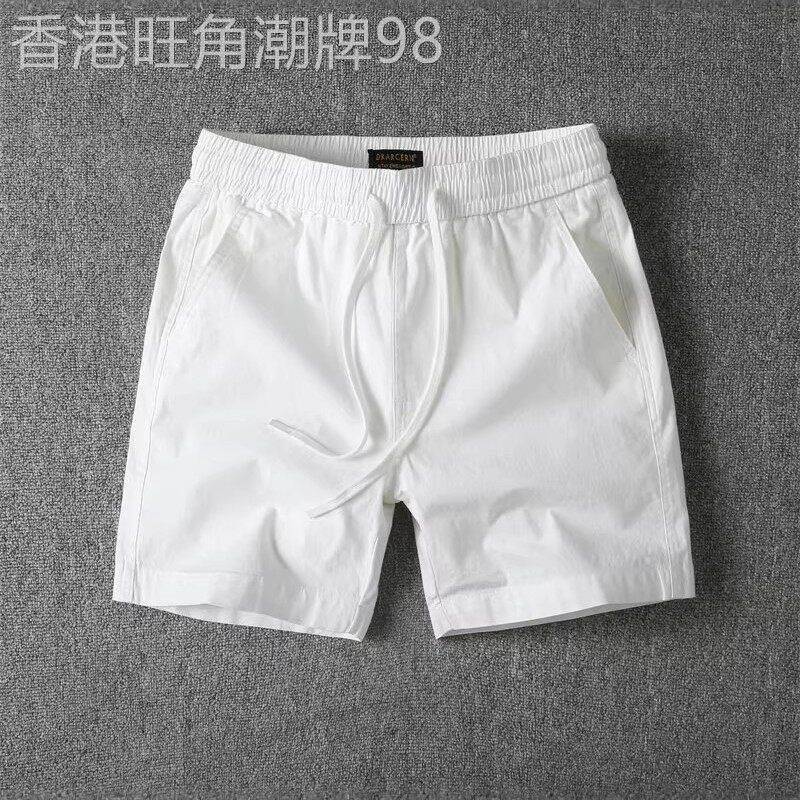白色短裤男士夏季美式潮牌宽松痞帅系带直筒沙滩裤户外运动休闲裤