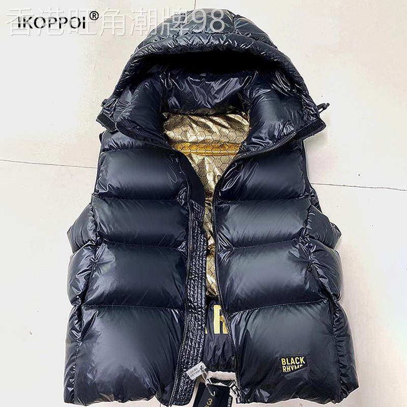 轻奢黑金标鹅绒羽绒服马甲2025秋冬季男女款外穿背心加厚短款坎肩