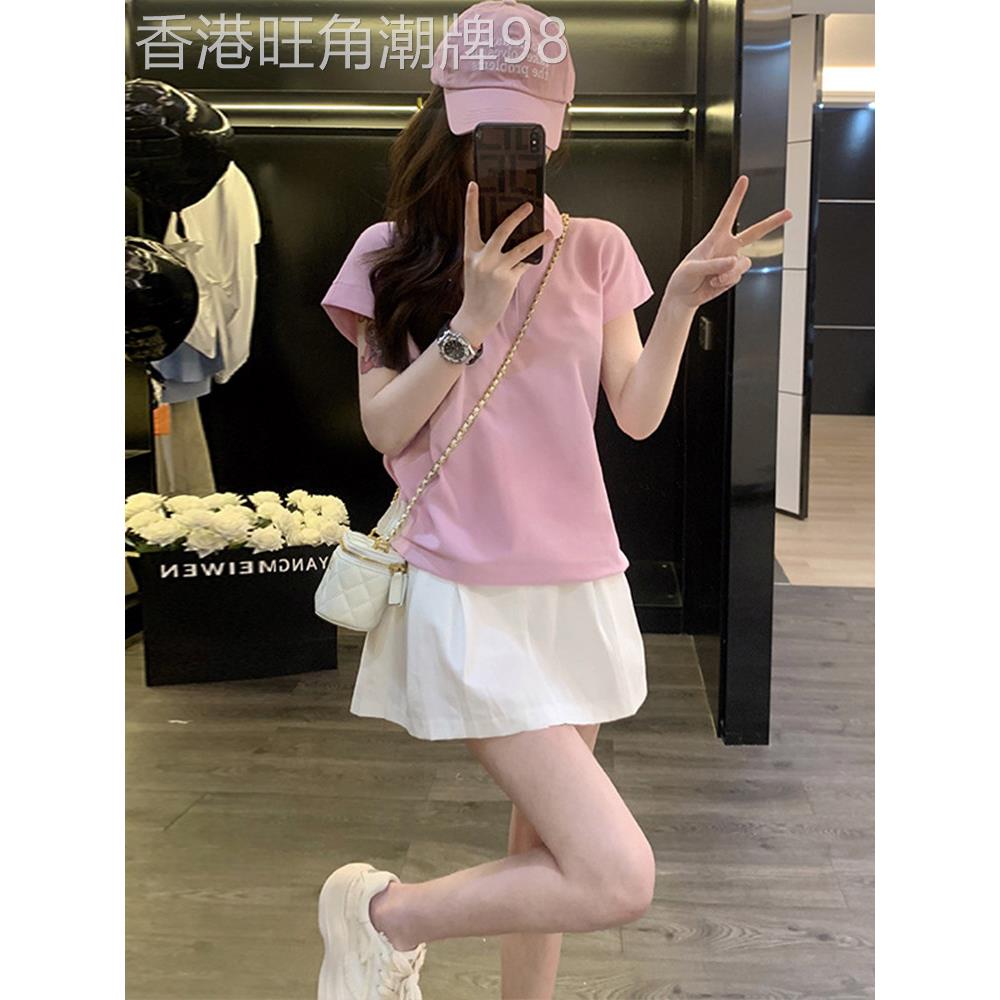 欧洲站休闲套装女高端气质时尚2026年夏季新款粉色百褶裙两件套潮