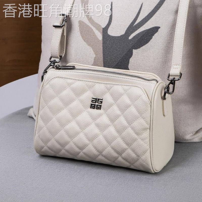 专柜品质!真皮斜挎包包高级感菱格女包大容量通勤休闲女士单肩包