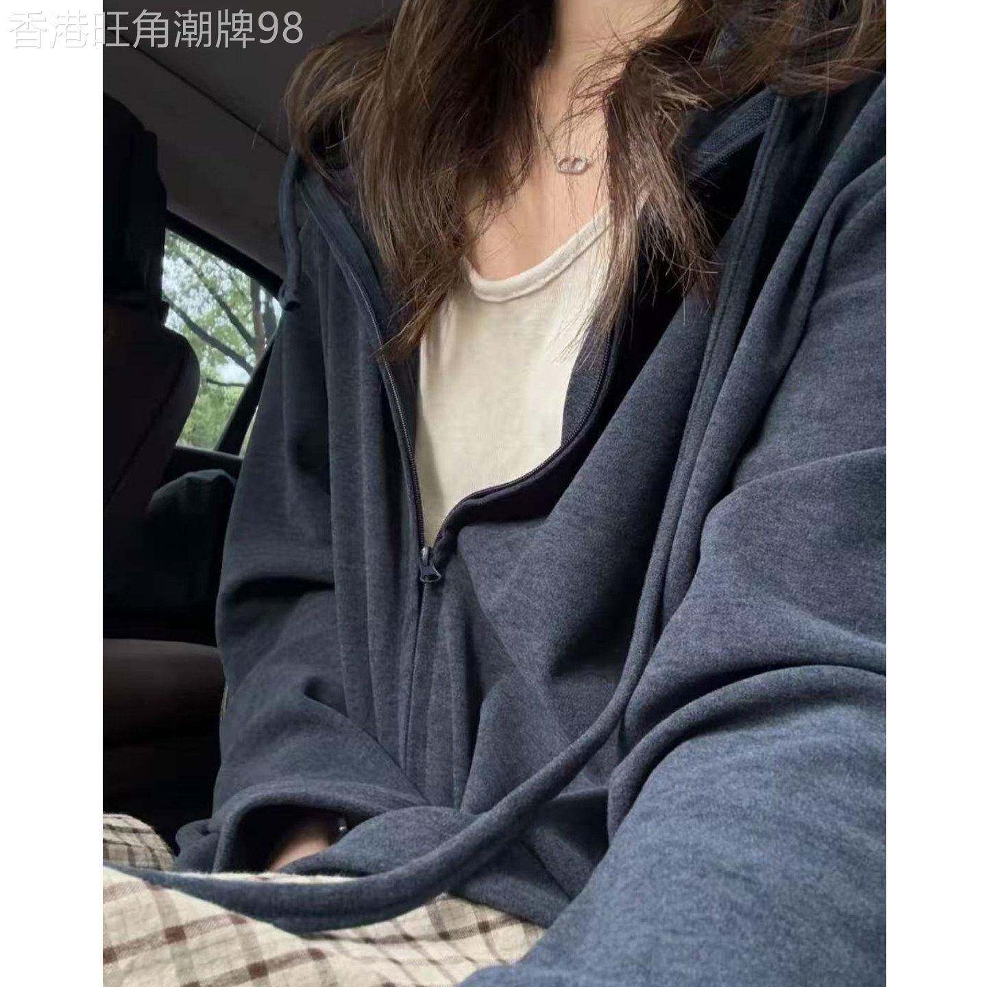 连帽拉链卫衣女春秋季2026新款大码胖mm修身显瘦百搭休闲长袖上衣