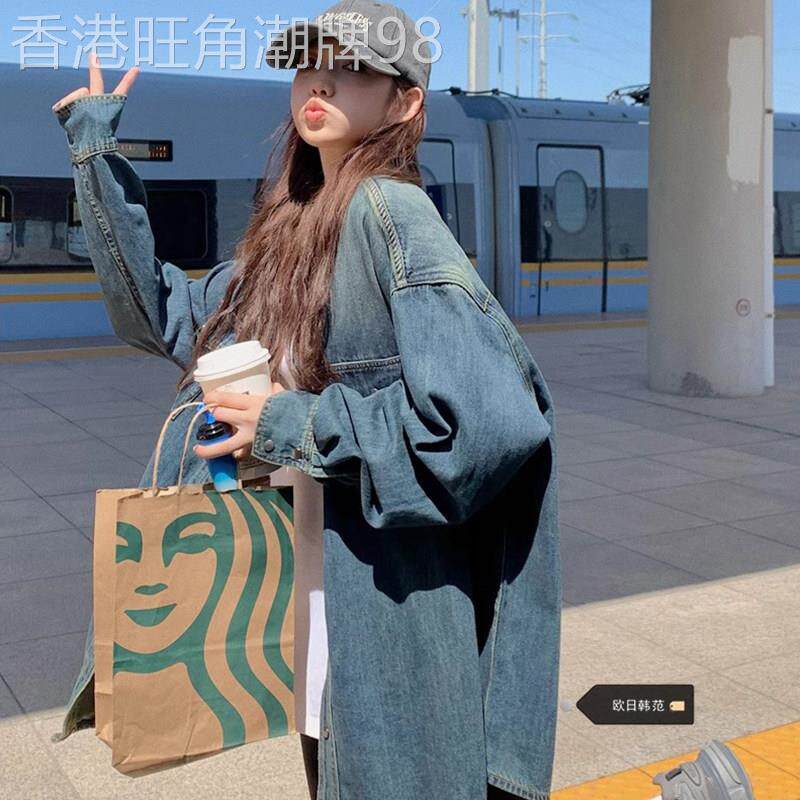 牛仔衬衫女春秋2025新款韩版宽松大码显瘦休闲百搭中长款外套上衣