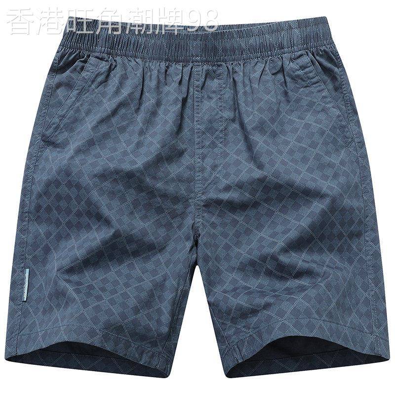 高端休闲短裤男夏季薄款运动大码宽松沙滩裤中青年印花时尚中裤子