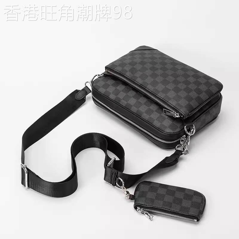 三合一邮差包男黑武士欧美新款男包三件套真皮信使包单肩斜挎包