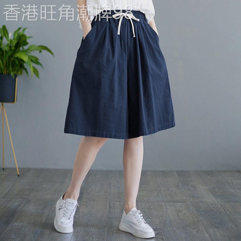 休闲阔腿短裤女夏季新款大尺码宽松显瘦遮肉百搭薄款女士五分裙裤