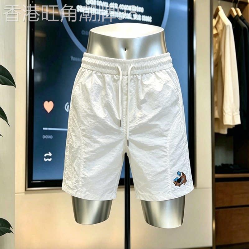 高端时尚卡通刺绣休闲短裤男士2026夏季外穿宽松沙滩裤百搭大裤衩