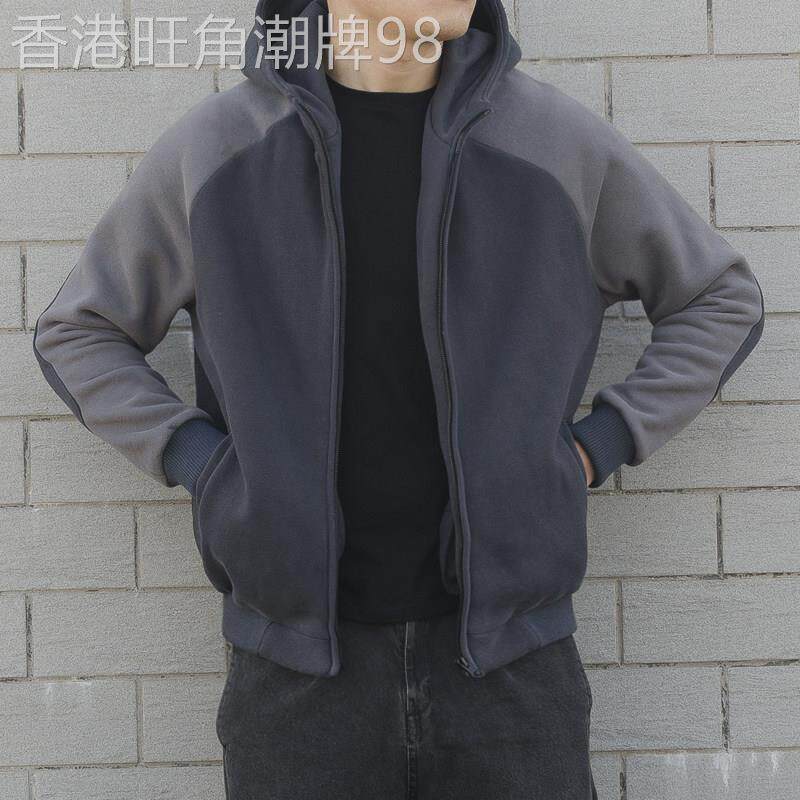 连帽外套男春秋季韩版休闲运动卫衣拉炼潮牌潮流覆古拼色男士夹克