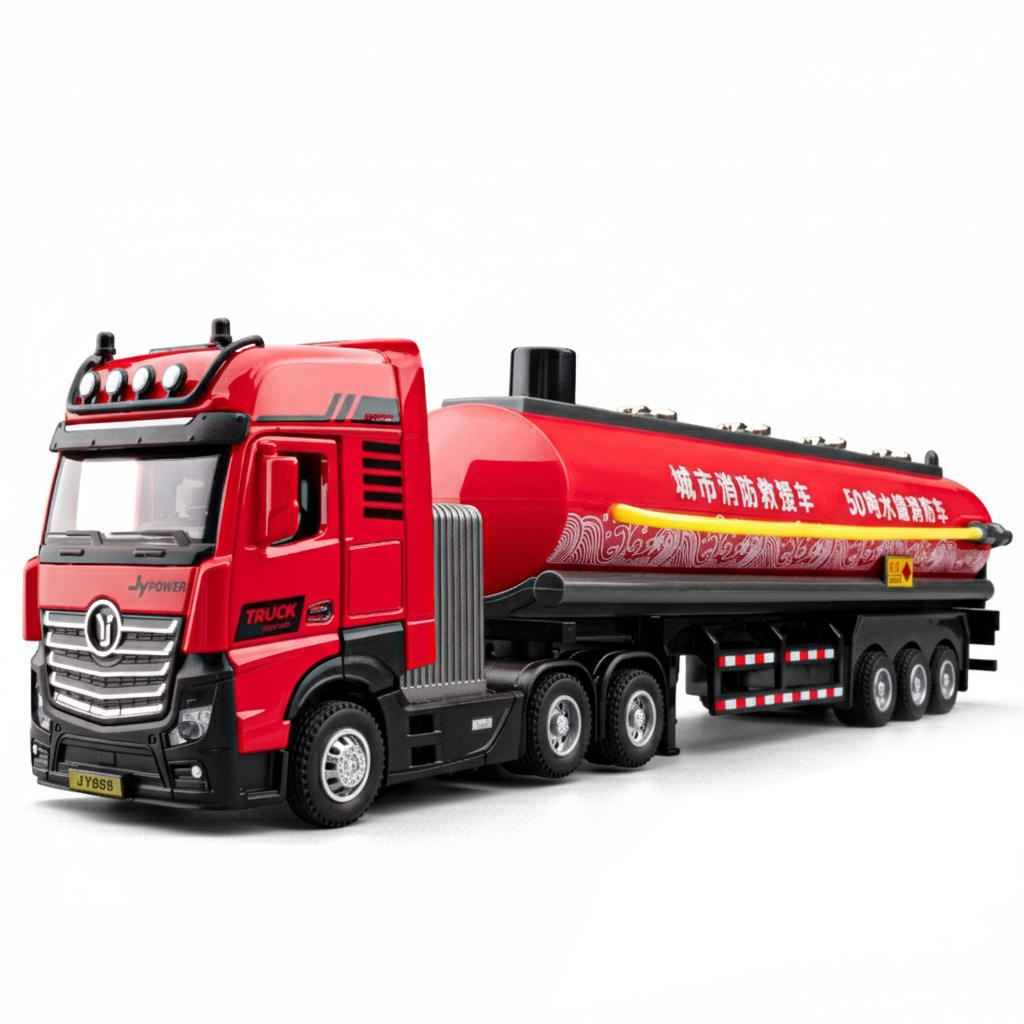 新款1:50拖头车合金车模型声光音效亲子消防演练教具宝宝益智玩具