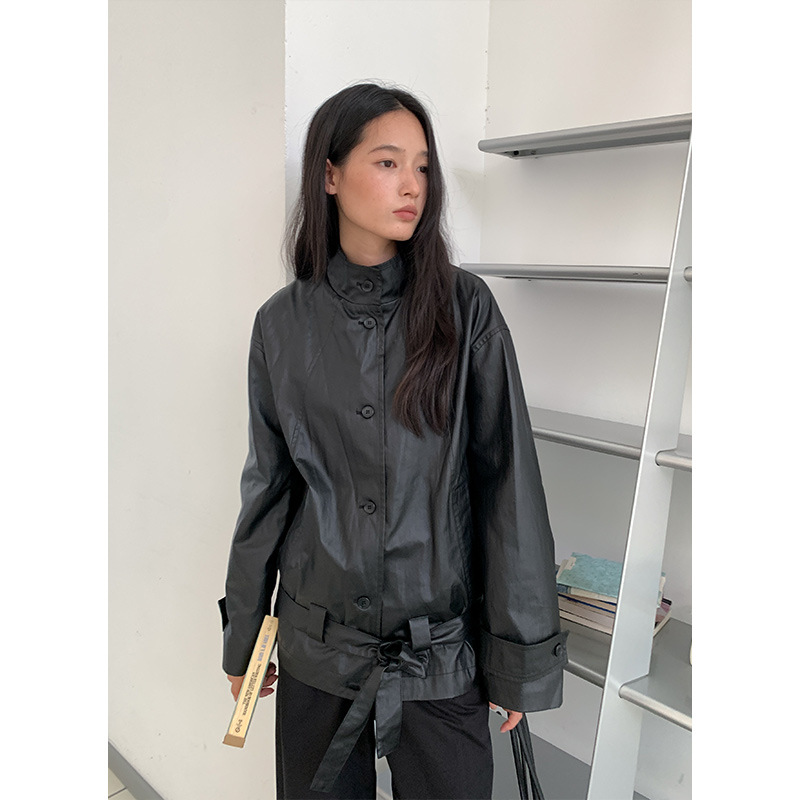 木兰 氛围感韩风立领外套女2025十三行秋季新款宽松百搭上衣