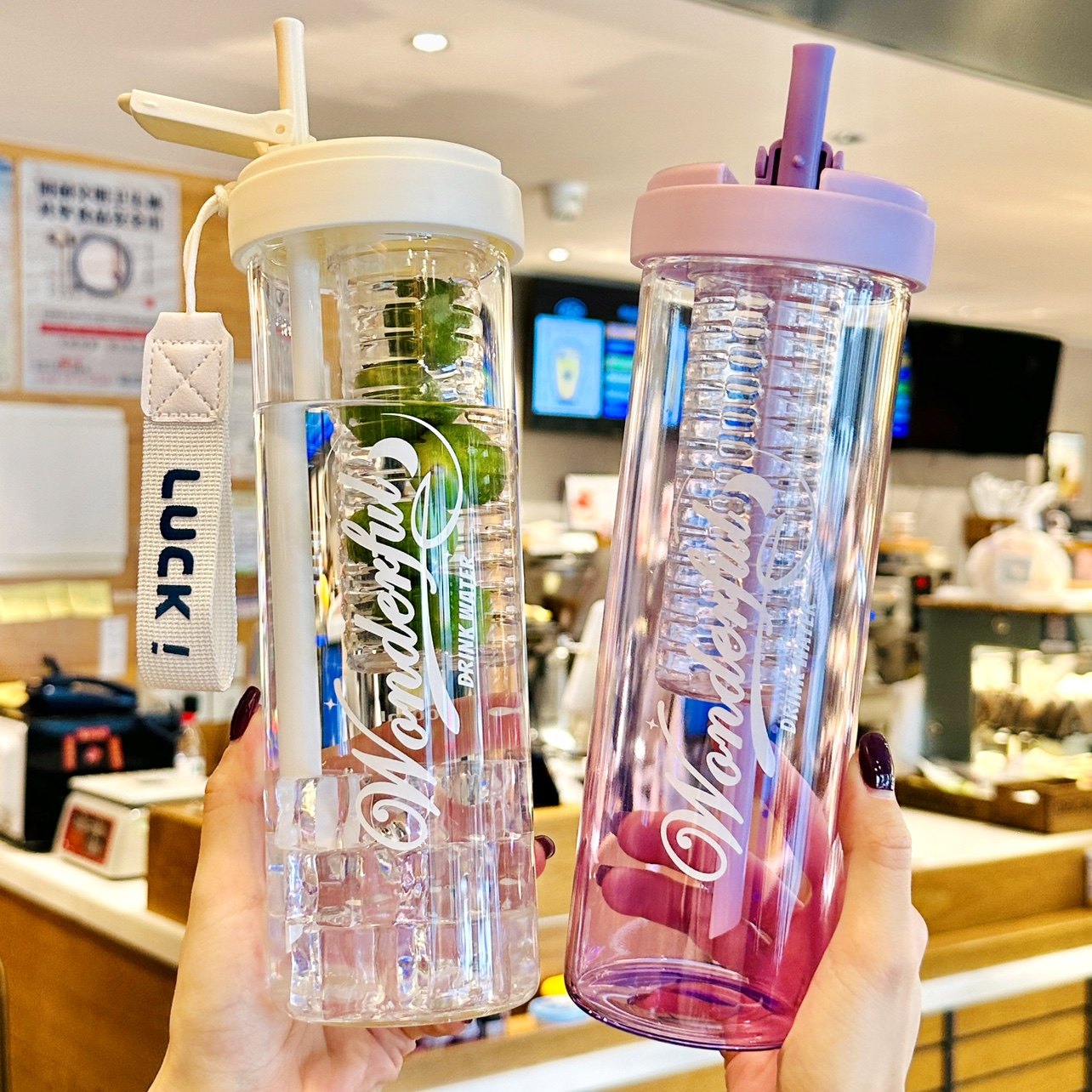 喝水杯夏季高颜值女生茶漏玻璃杯子耐高温泡花茶杯茶水分离吸管杯