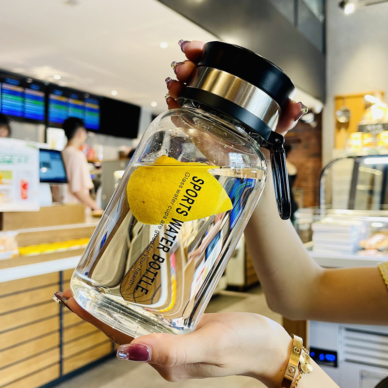 玻璃杯大容量男女士高档超大号可携式茶水分离杯泡茶杯子2000ml水