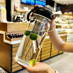 超大容量玻璃杯茶水分离泡茶杯男士带刻度耐高温水杯女2000ml杯子