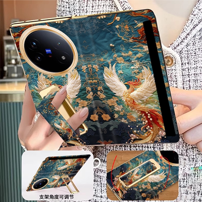 翻盖腕带支架vivoxfold6手机壳新款高级感折叠屏xfold5创意时尚凤凰轻奢女款xfold3磁吸一体全包防摔保护套