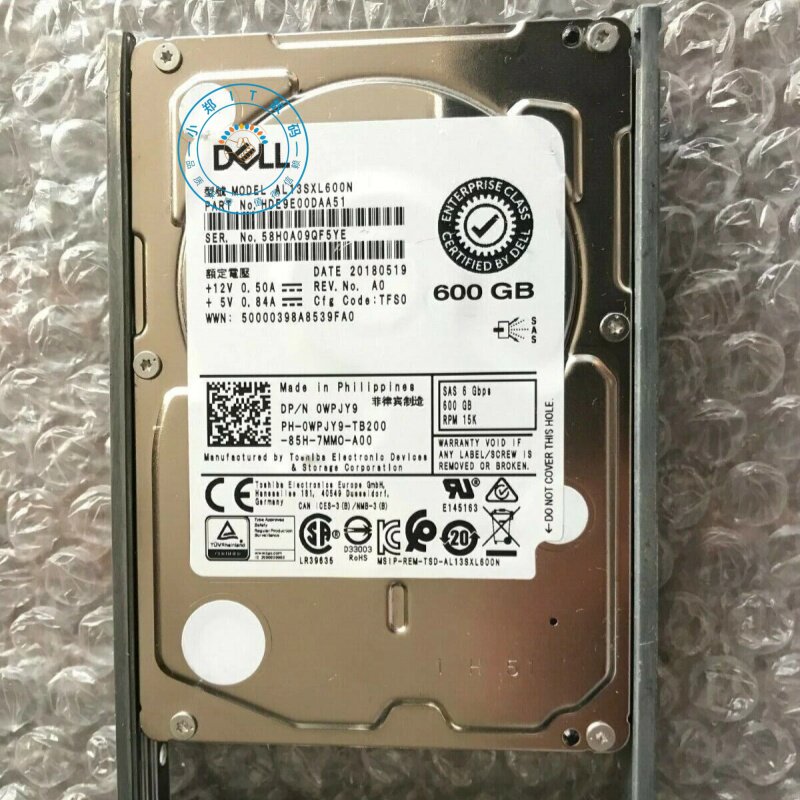 Dell 0WPJY9 600G 15K SAS 6G 3.5寸 WPJY9 R710 720服务器硬盘