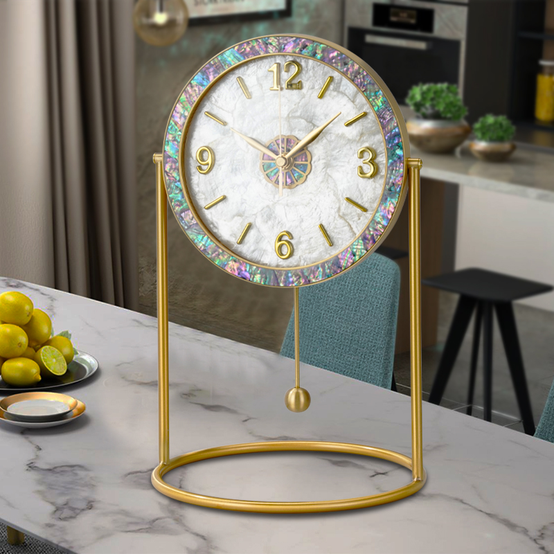 黄铜座钟客厅家用时钟摆件现代时尚台钟欧式座钟高档轻奢台式钟表