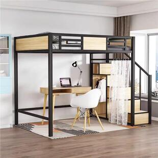 北欧铁艺高架床上床下桌小户型省空间公寓多功能楼阁上铺床高低床