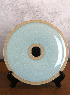 汝瓷和氏璧摆件家居玄关饰品汝窑平安扣陶瓷酒柜装饰送礼礼盒乔迁