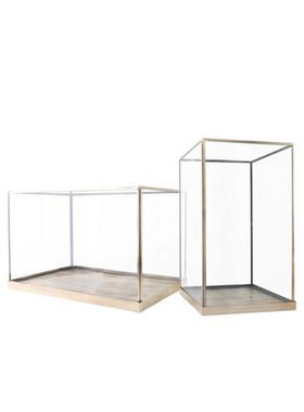 轻奢玻璃罩子展示盒展会柜台工艺品防尘样板房间铜底座装饰品摆件