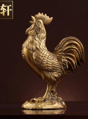 铜鸡摆件纯黄铜家居装饰工艺品生肖鸡招财金鸡铜公鸡摆件