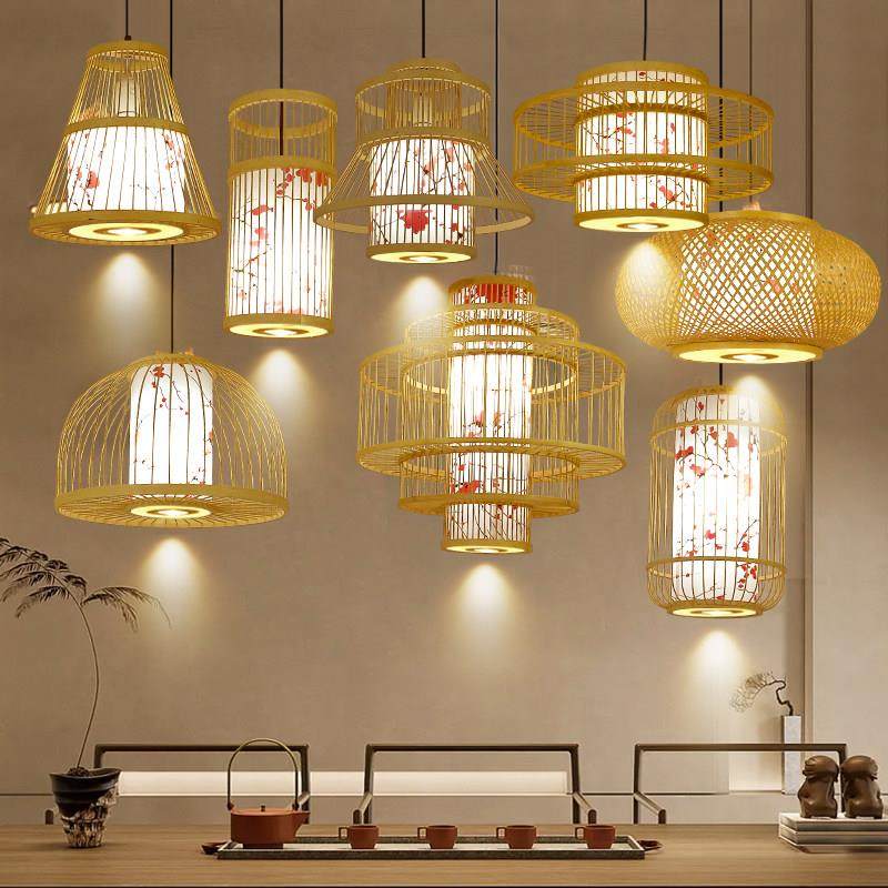 中式竹编餐厅商铺火锅店吊灯带射灯酒店餐饮饭店包厢专用竹艺灯笼,家装灯饰光源,酒店/宴会厅/餐饮吊灯,淘宝优惠券,粉丝福利购,淘宝优惠卷