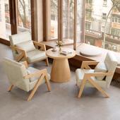 原木风实木奶茶店咖啡厅桌椅组合酒店茶楼休闲 区接待洽谈沙发卡