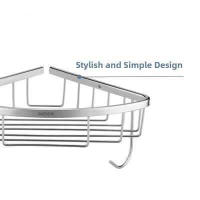 摩恩全铜卫浴置物架浴室卫生间淋浴房三角篮打孔角架90102/90104