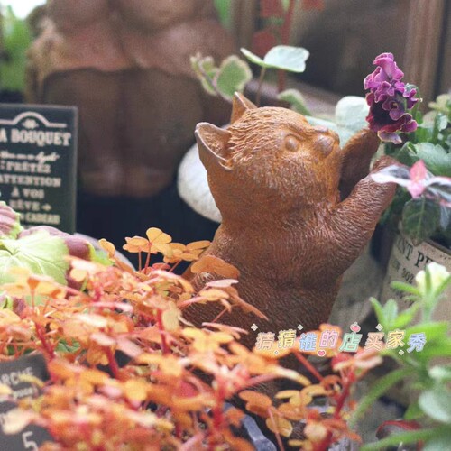 嬉戏小猫。创意动物铸铁花园庭院阳台装饰品ins摆件杂货桌面陈设