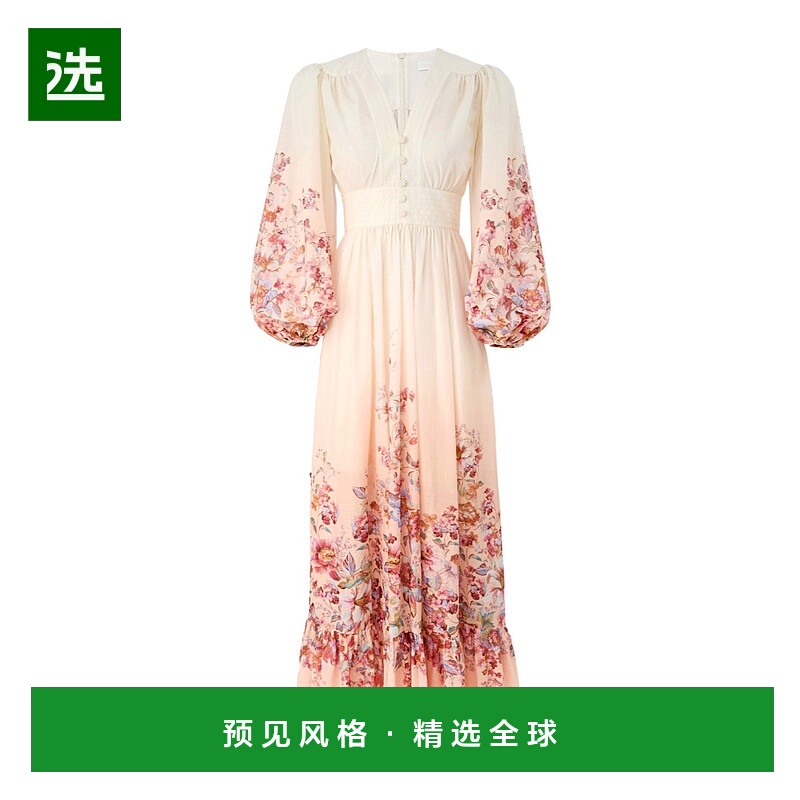 香港直邮Zimmermann Awaken 深 V 长连衣裙 6875DRS261长袖