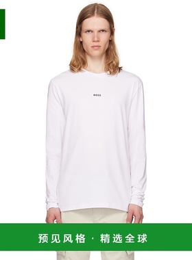1h可退 香港直邮BOSS 波士 男士 白色 Long-Sleeved Stretch Cott