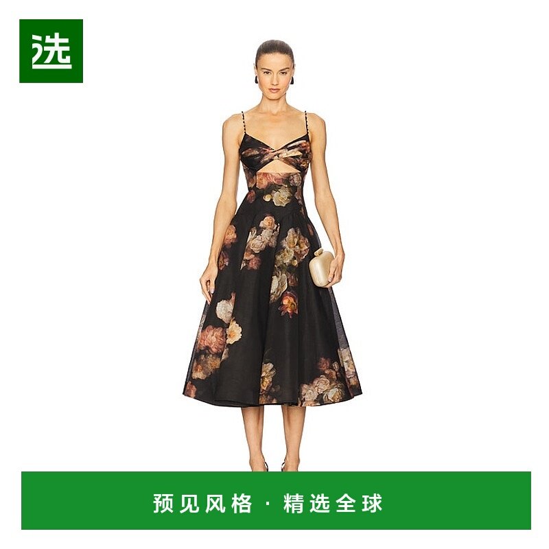 香港直邮ZIMMERMANN 女士 前扭纹中长连衣裙 5209DF251