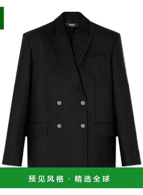 香港直邮Versace 羊毛细条纹双排扣西装外套 10219471A16260