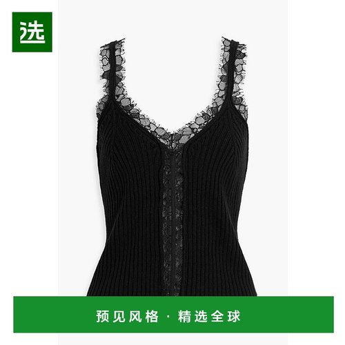 1h可退 香港直邮Simkhai 女士 Elsie 蕾丝边罗纹羊毛羊绒混纺吊带