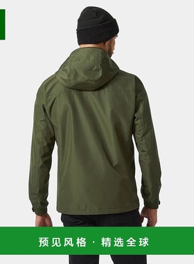 欧洲直邮Helly Hansen 男士深绿色聚酯都柏林防水夹克外套