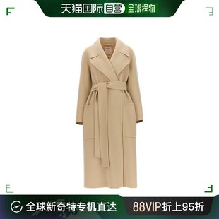 束腰带长袖 香港直邮Sportmax 大衣 99新未使用 VELENO