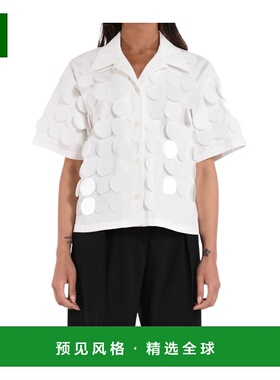 香港直邮MSGM 女士衬衫 3842MDE18X25712601 SS2025 白色短袖