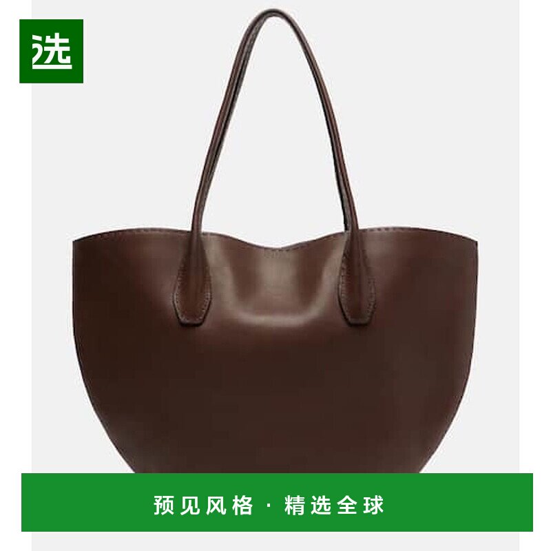 1h可退 香港直邮The Row 女士 Alger 皮革手提包 brown棕色 舒适