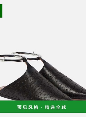 1h可退 香港直邮Alaïa 女士 Convertible 皮质平底鞋 black黑色