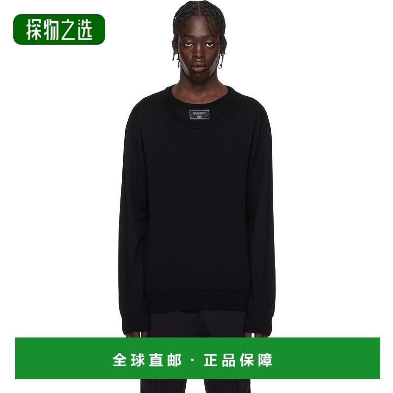 1h可退 香港直邮Balmain 巴尔曼 男士 黑色 Knitted Double-Colla