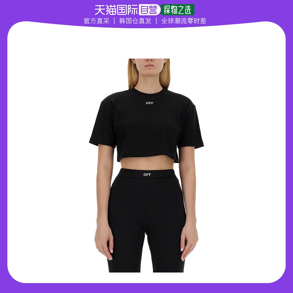 韩国直邮OFF WHITE24SS短袖T恤女OWAA081C99 JER0041001BLACK